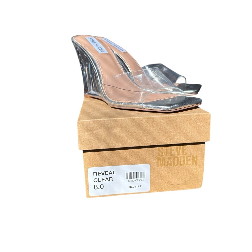 Steve Madden Clear Wedge Mule Sandals
